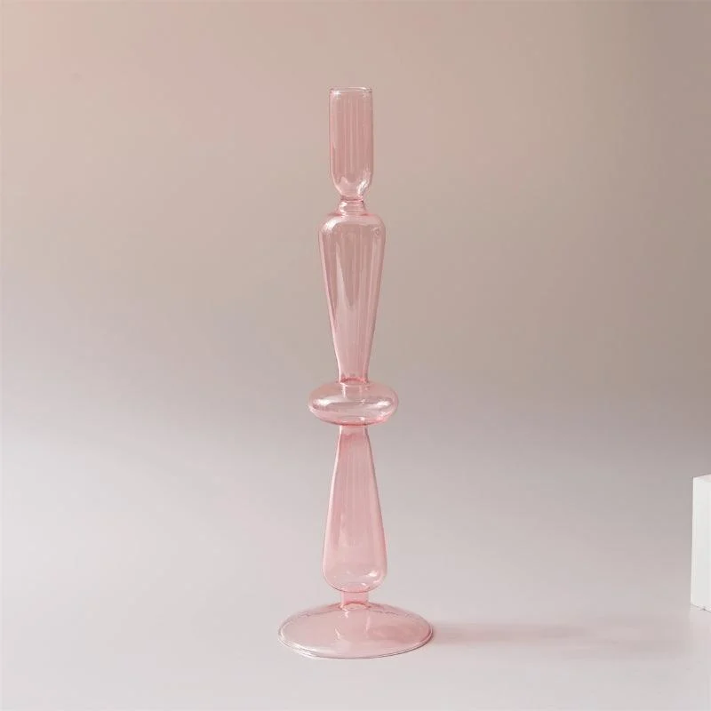 Homeko Pink Glass Taper Candle Holder & Vases -