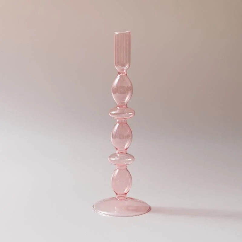 Homeko Pink Glass Taper Candle Holder & Vases -