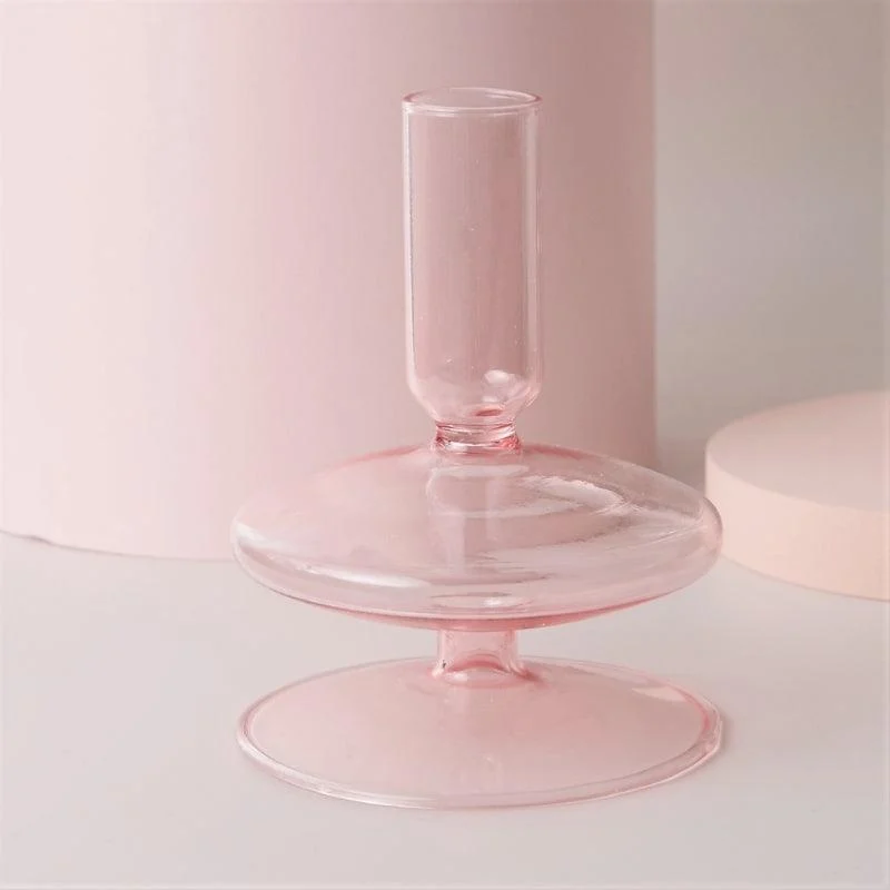 Homeko Pink Glass Taper Candle Holder & Vases -