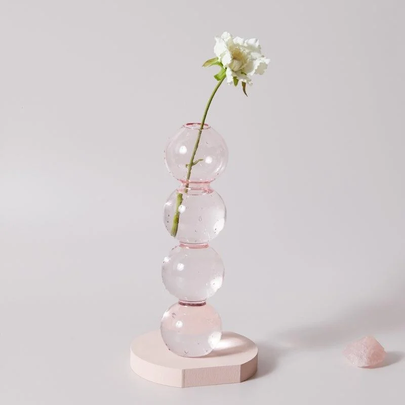 Homeko Pink Glass Taper Candle Holder & Vases -