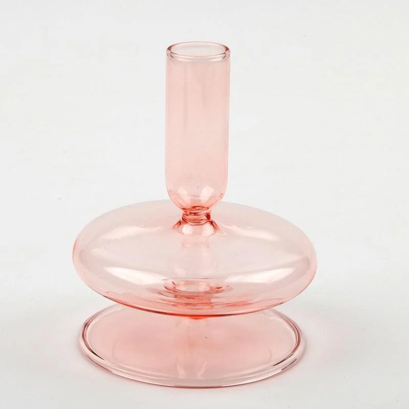 Homeko Pink Glass Taper Candle Holder & Vases -