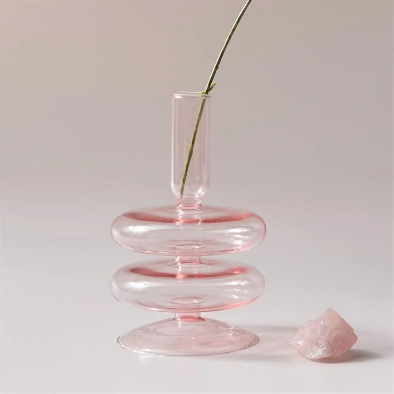 Homeko Pink Glass Taper Candle Holder & Vases -