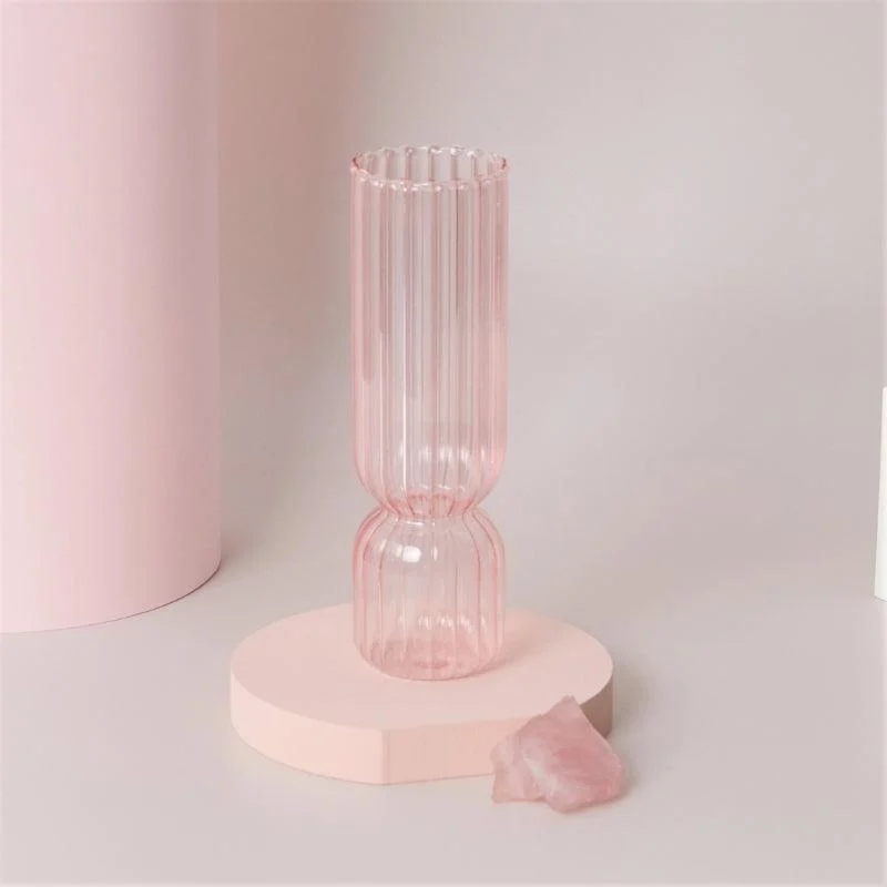 Homeko Pink Glass Taper Candle Holder & Vases -