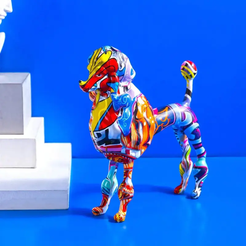 Homeko Poodle Nordic Painted Statue