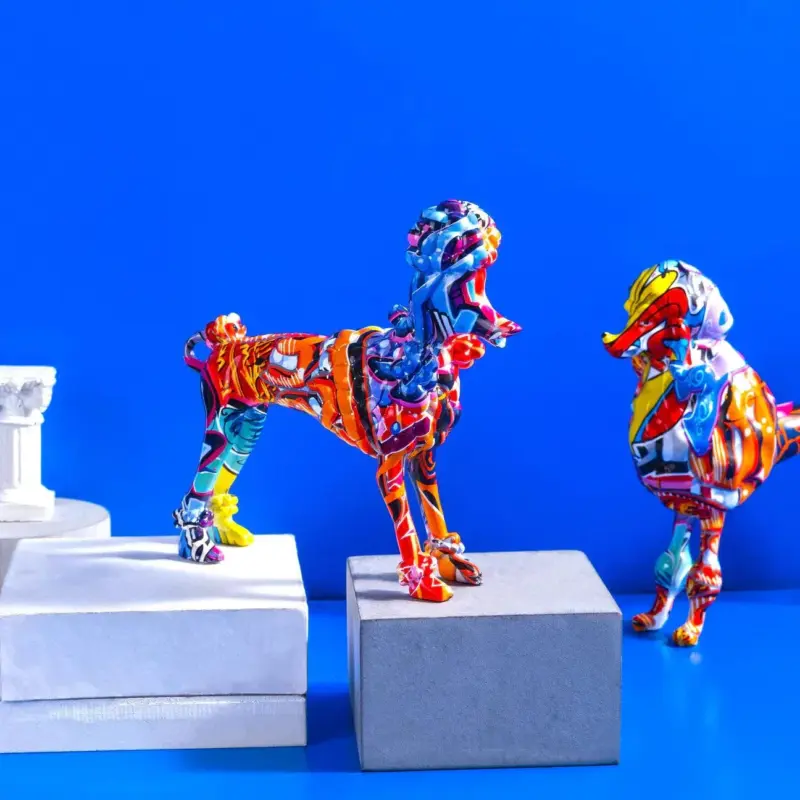 Homeko Poodle Nordic Painted Statue