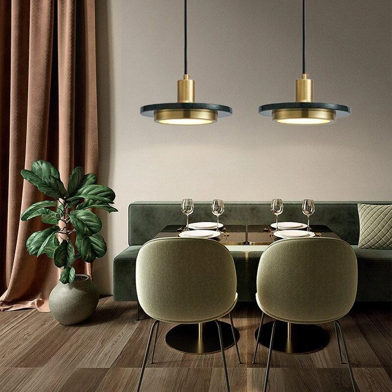 Homeko Postmodern LED Marble Disc Pendant Lights -