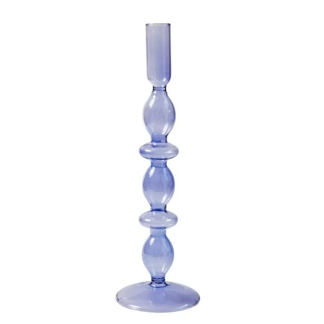 Homeko Purple Glass Taper Candle Holder & Vases -