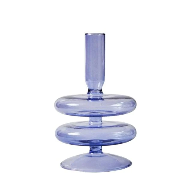 Homeko Purple Glass Taper Candle Holder & Vases -