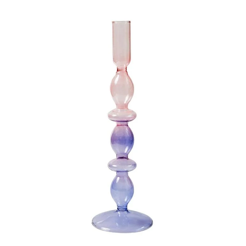 Homeko Purple Glass Taper Candle Holder & Vases -