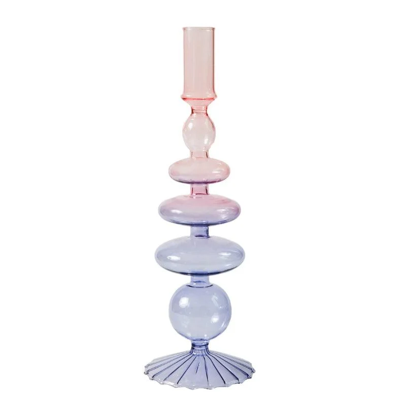 Homeko Purple Glass Taper Candle Holder & Vases -