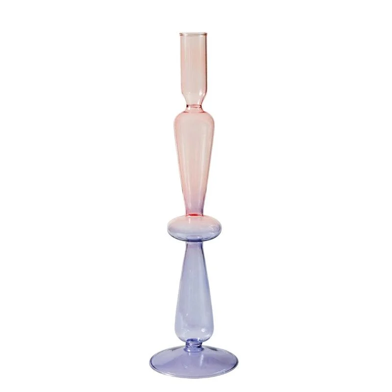 Homeko Purple Glass Taper Candle Holder & Vases -