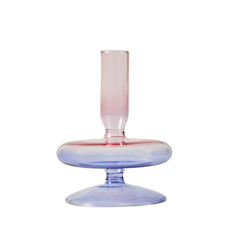 Homeko Purple Glass Taper Candle Holder & Vases -