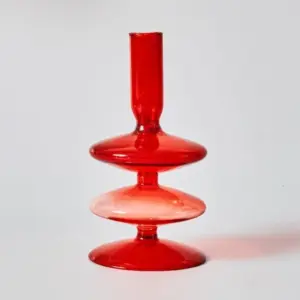 Homeko Red Glass Taper Candle Holders & Vases