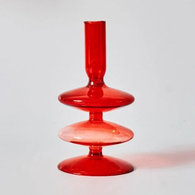 Homeko Red Glass Taper Candle Holders & Vases -