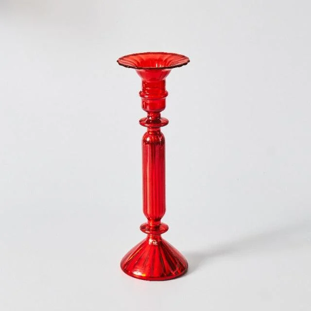 Homeko Red Glass Taper Candle Holders & Vases -