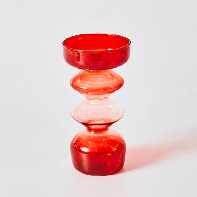 Homeko Red Glass Taper Candle Holders & Vases -