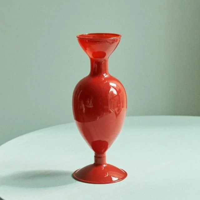 Homeko Red Glass Taper Candle Holders & Vases -