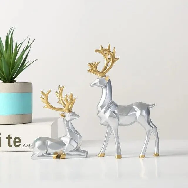 Homeko Reindeer Statue Shelf Decor Set -