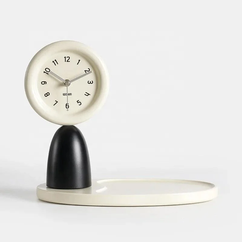 Homeko Retro Abstract Desk Clock with Display Tray -