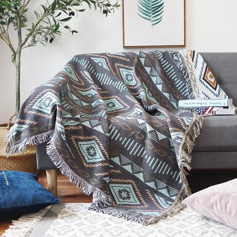 Homeko Reversible Fringe Blanket -