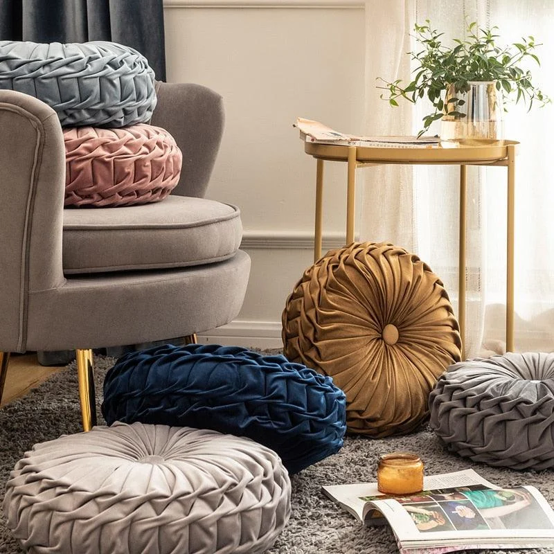 Homeko Ruffle Round Throw Pillow Cushions -