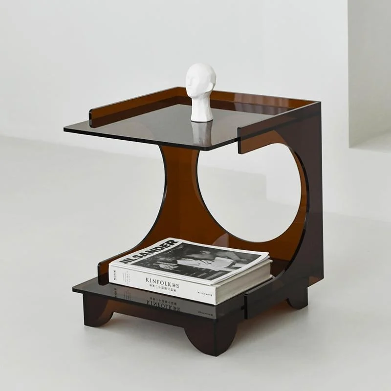 Homeko Rust Brown Acrylic Side Table -