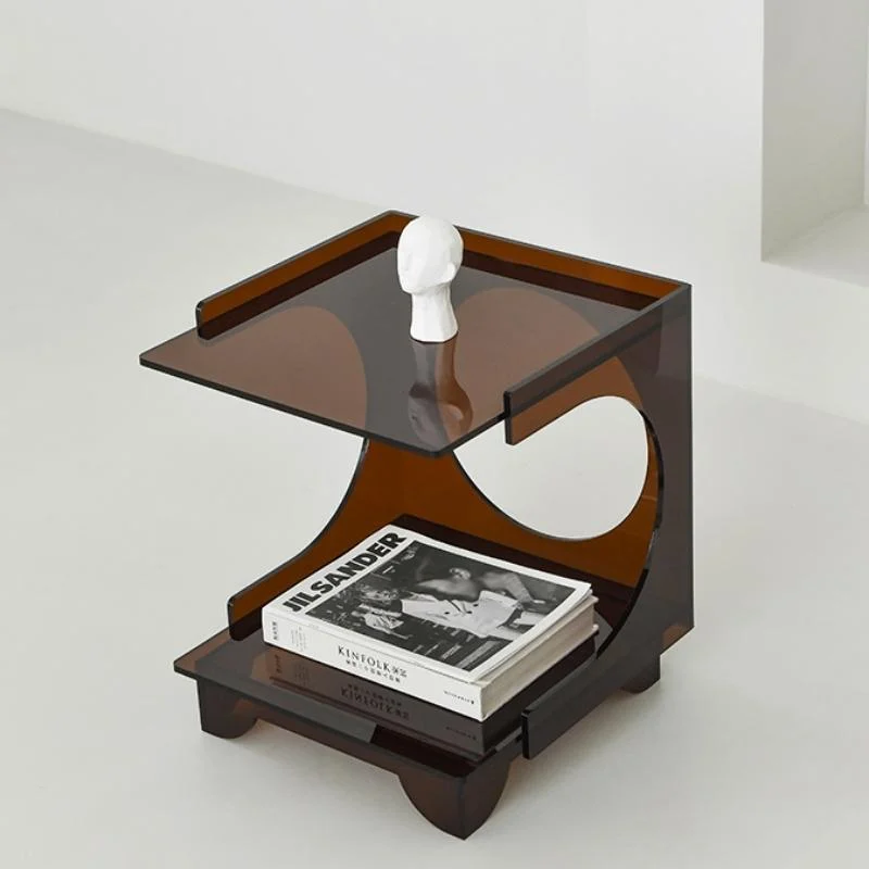 Homeko Rust Brown Acrylic Side Table -