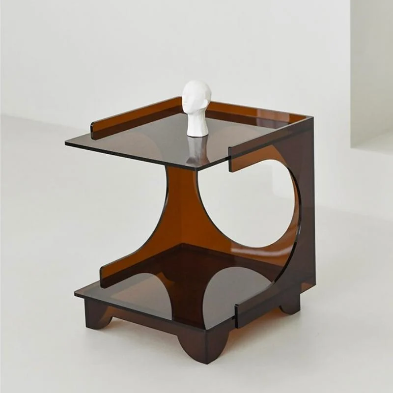 Homeko Rust Brown Acrylic Side Table -