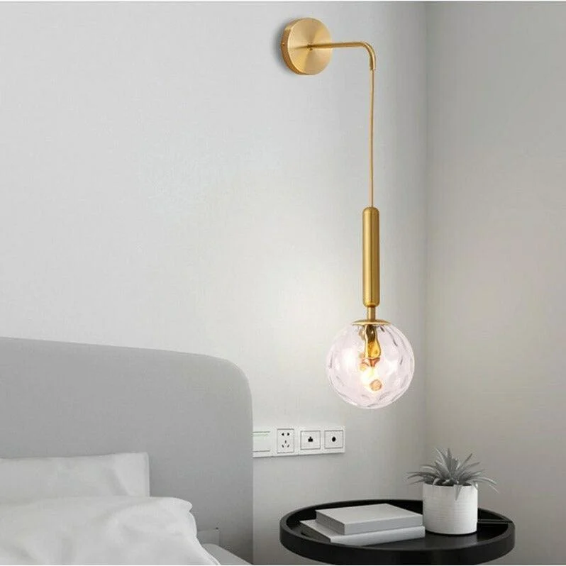 Homeko Scandinavian Brass Lamp Iron & Glass Bedside Lights -