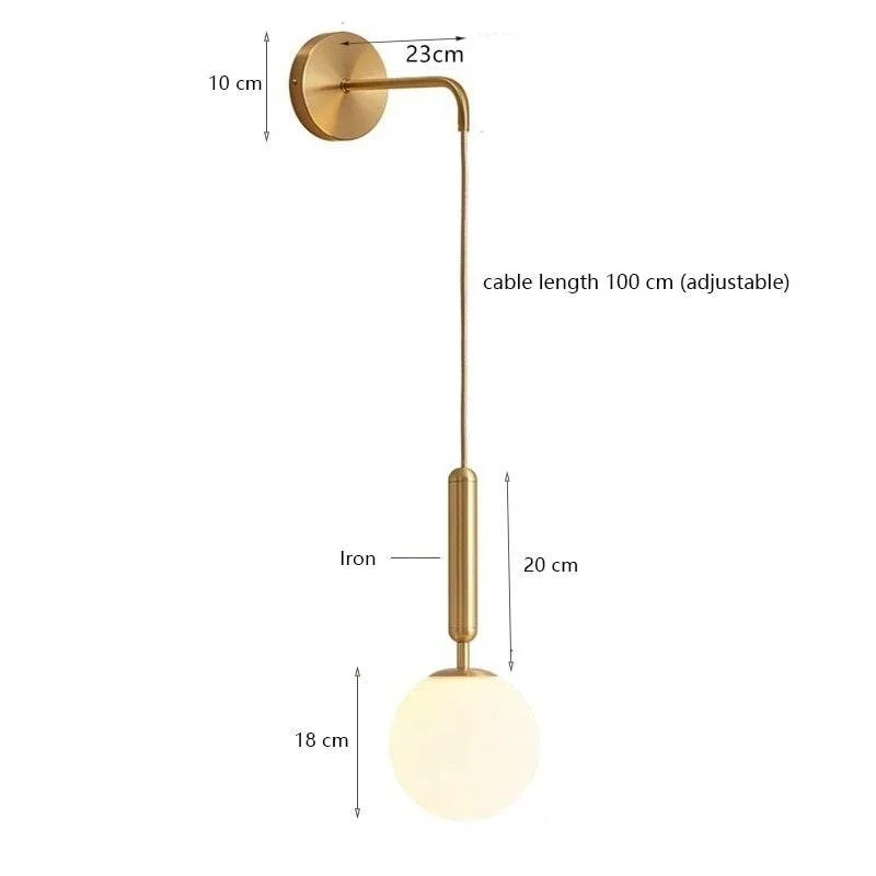 Homeko Scandinavian Brass Lamp Iron & Glass Bedside Lights -