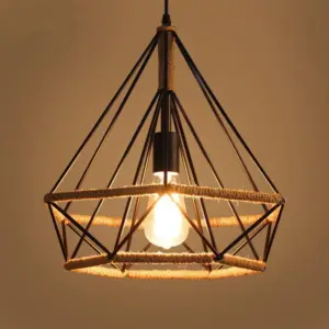 Homeko Shade Metal And Hemp Rope Pendant Light