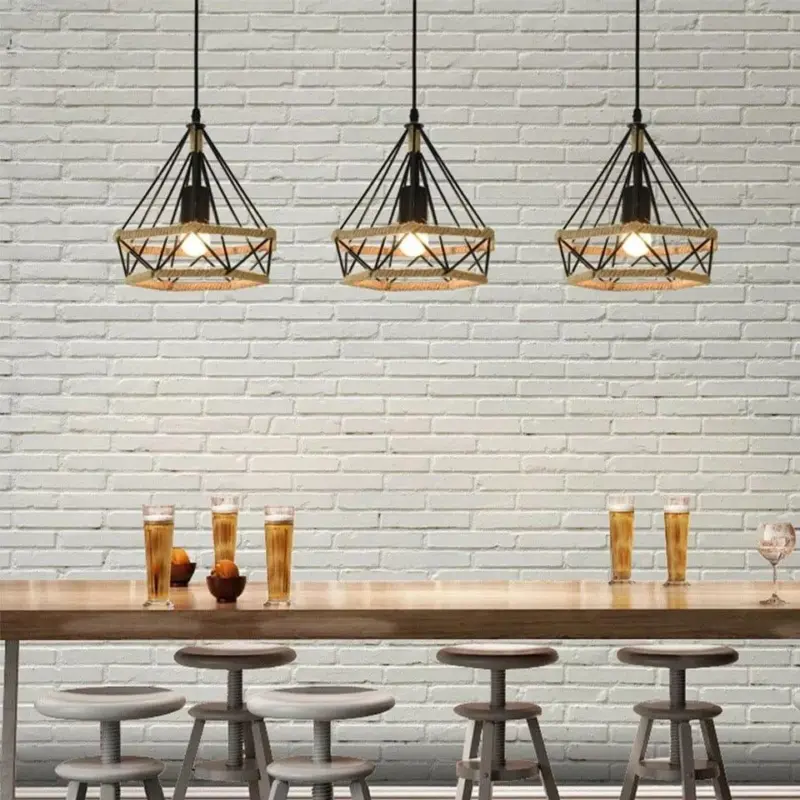 Homeko Shade Metal And Hemp Rope Pendant Light