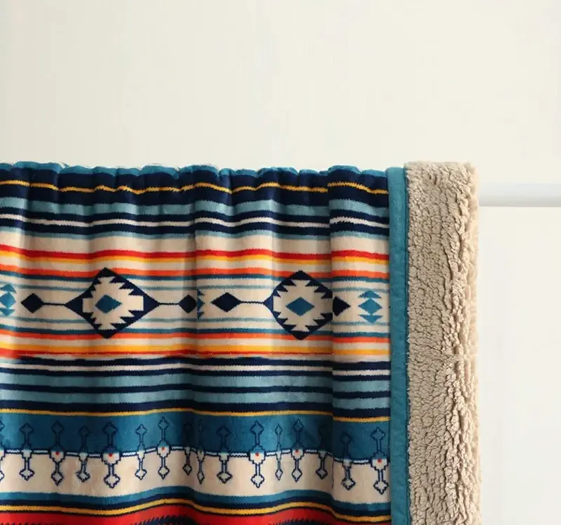 Homeko Sherpa Blanket Throw Bohemian