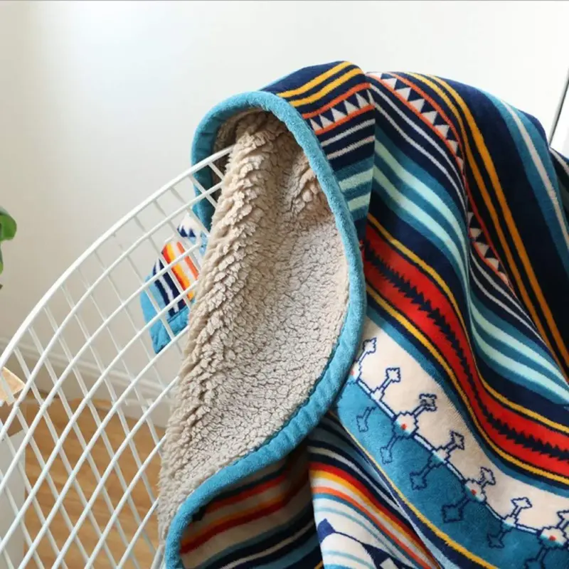 Homeko Sherpa Blanket Throw Bohemian