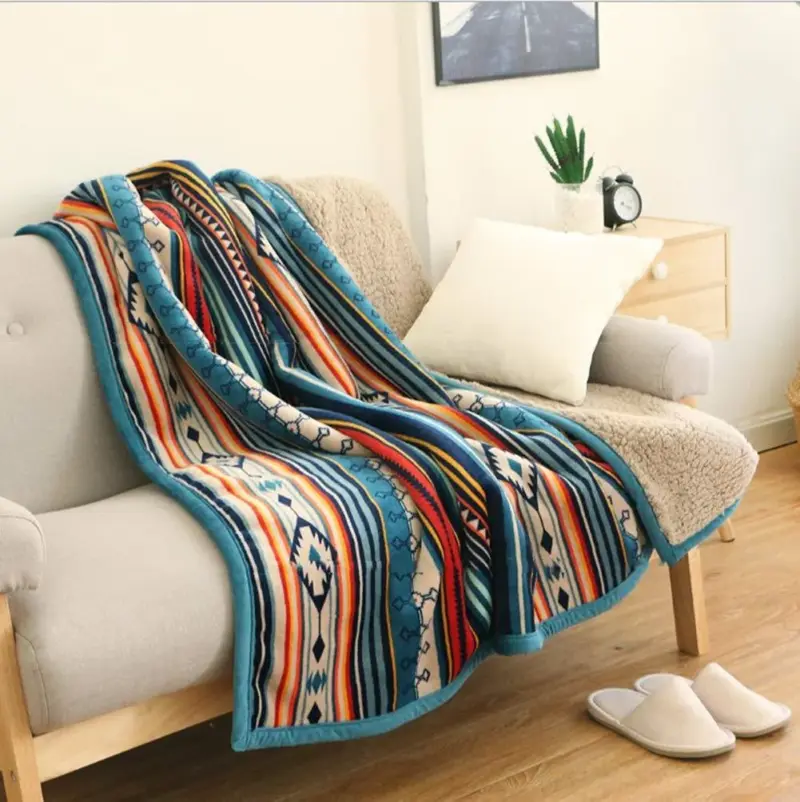 Homeko Sherpa Blanket Throw Bohemian
