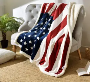 Homeko Sherpa Blanket Throws American Flag