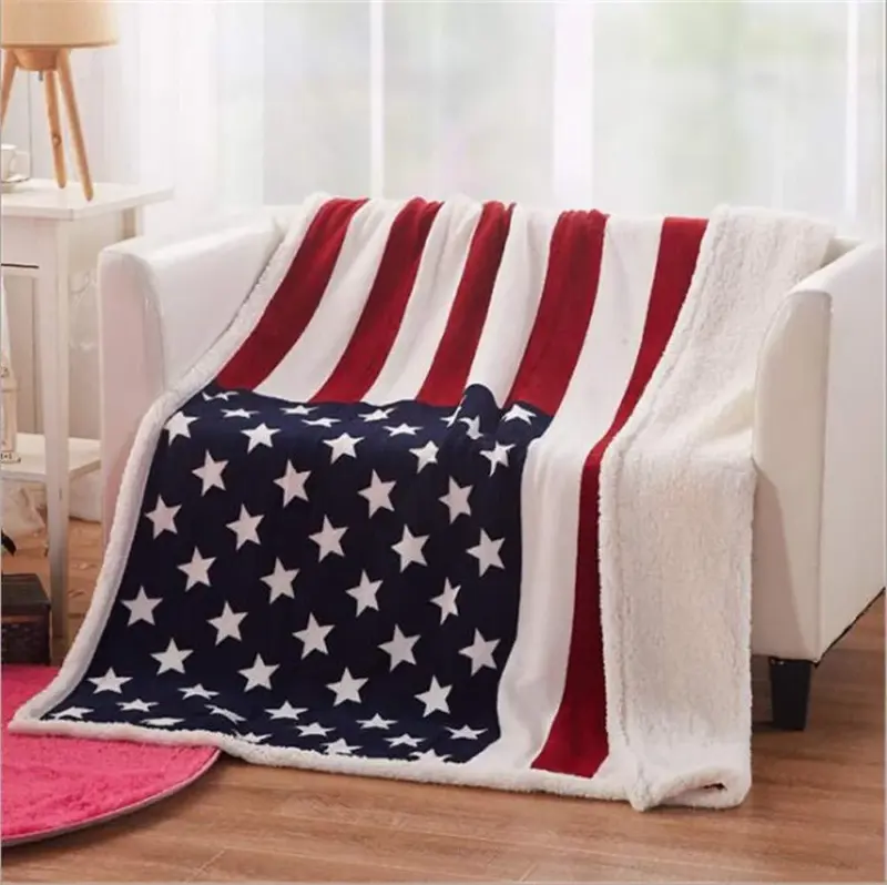 Homeko Sherpa Blanket Throws American Flag