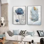 Homeko Skandinaviska Flower Canvas Paintings