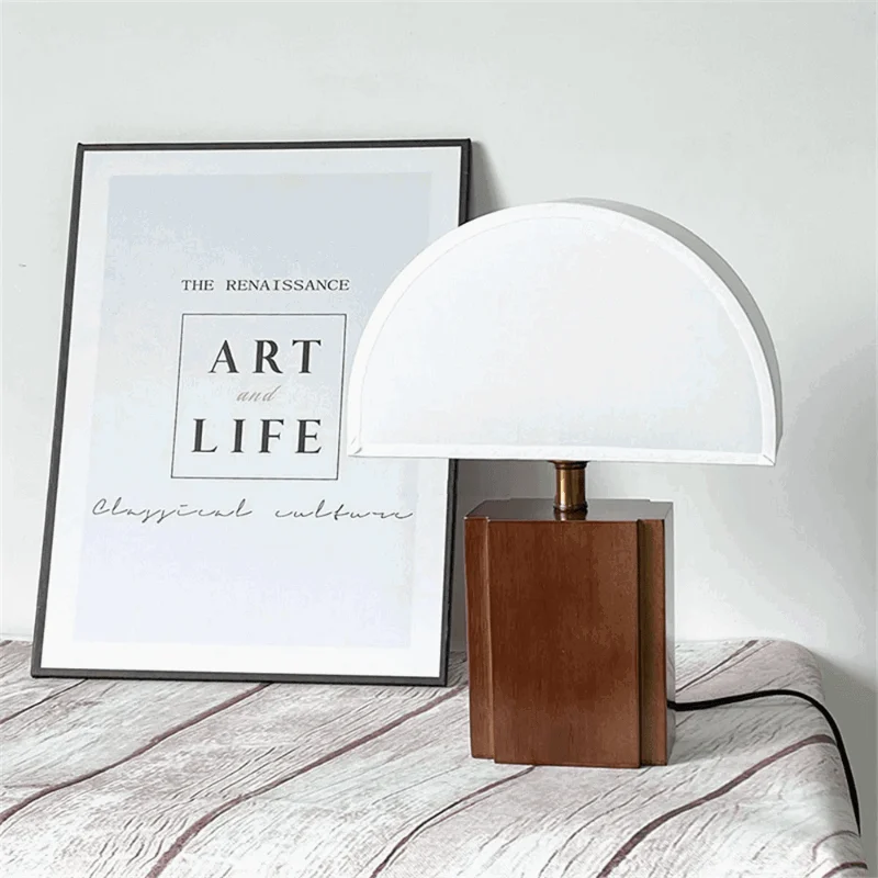 Homeko Solid Wood Fabric Lampshade Table Lamp -