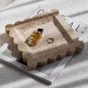 Homeko Square Marble Travertine Decorative Tray