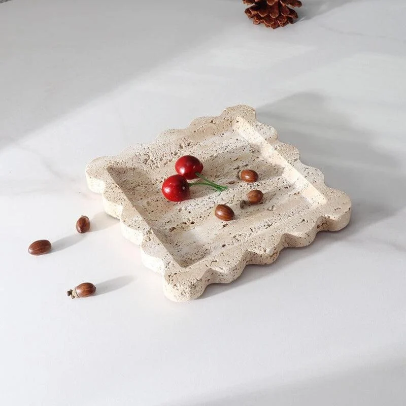 Homeko Square Marble Travertine Decorative Tray -