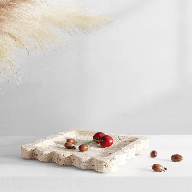 Homeko Square Marble Travertine Decorative Tray -