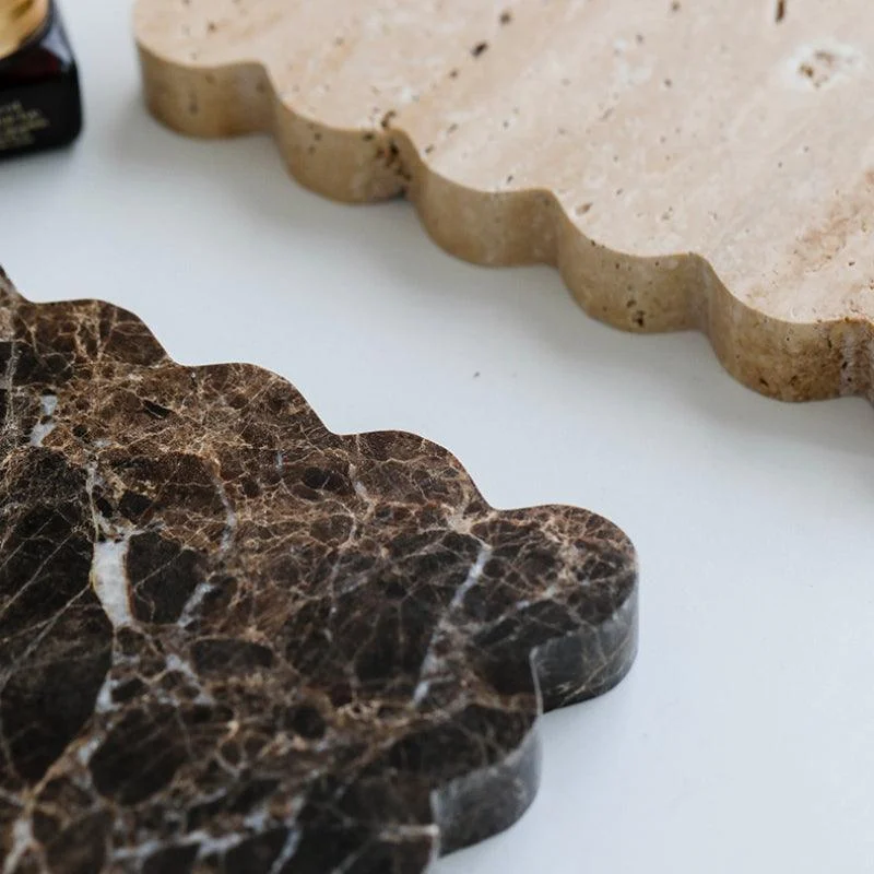 Homeko Square Marble Travertine Decorative Tray -