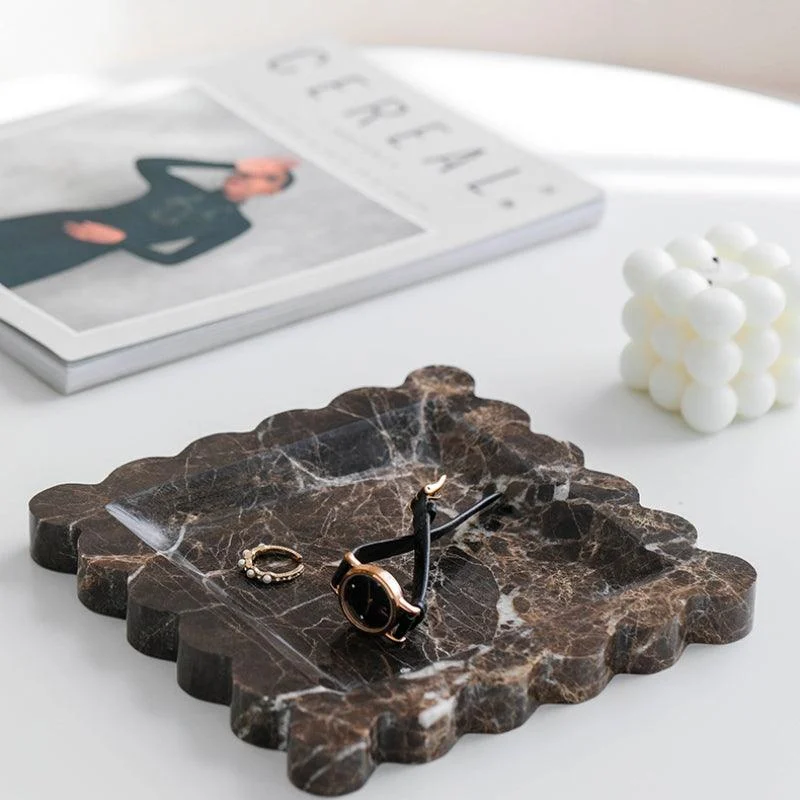Homeko Square Marble Travertine Decorative Tray -