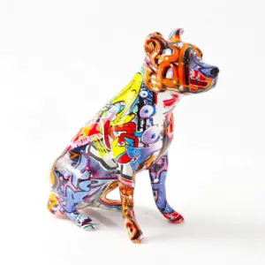 Homeko Staffordshire Terrier Graffiti Painted Statue