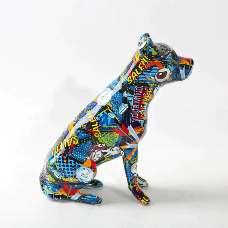 Homeko Staffordshire Terrier Graffiti Painted Statue