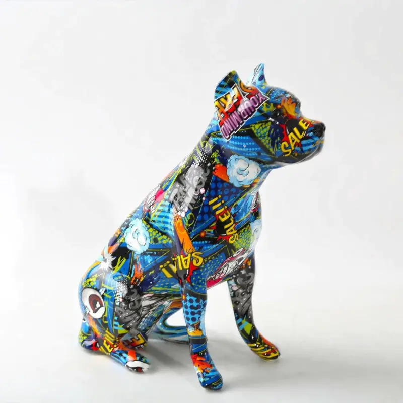 Homeko Staffordshire Terrier Graffiti Painted Statue