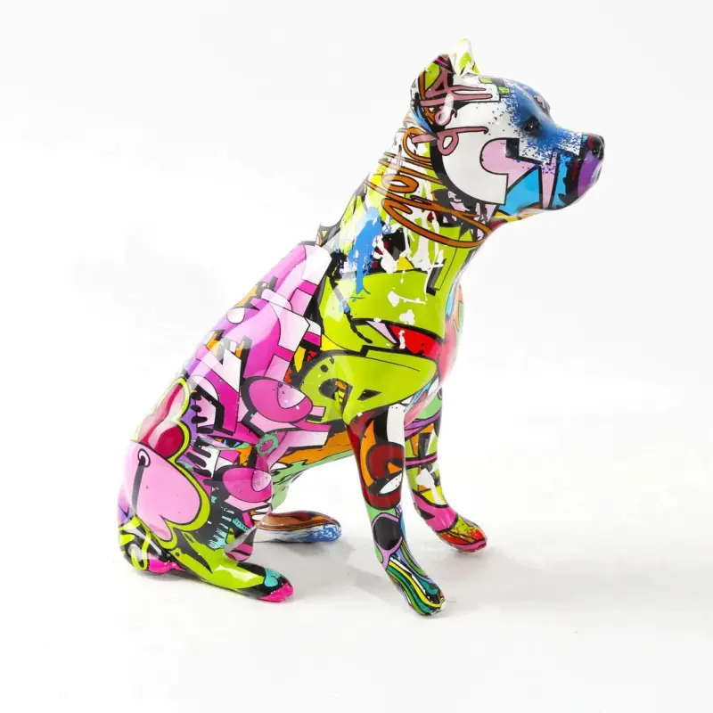 Homeko Staffordshire Terrier Graffiti Painted Statue
