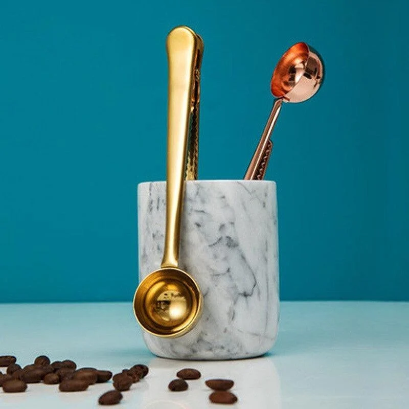 Homeko Stainless Steel Coffee Measuring Spoon And Sealing Clip -