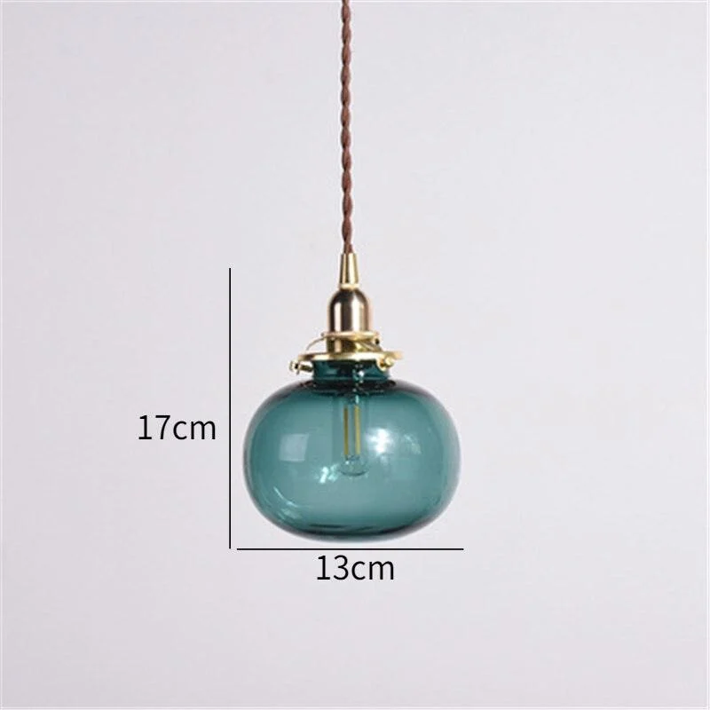 Homeko Style Retro Brass Glass Pendant Lamp -